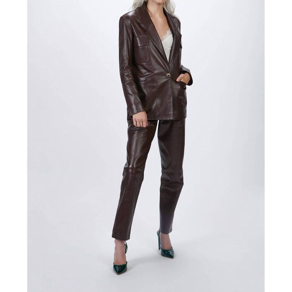 NEW ZEYNEP ARCAY suit leather jacket in plum - Picture 4 of 9